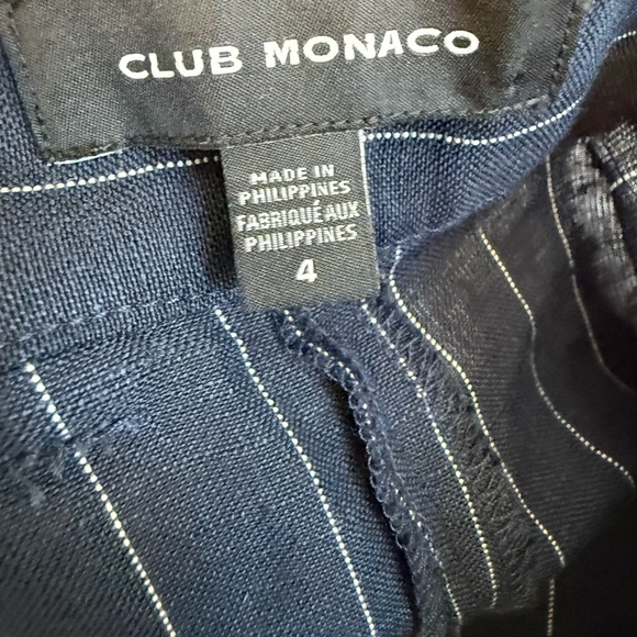 Club Monaco Linen Blend Navy pinstripe wide leg pant size 4 - Picture 6 of 10